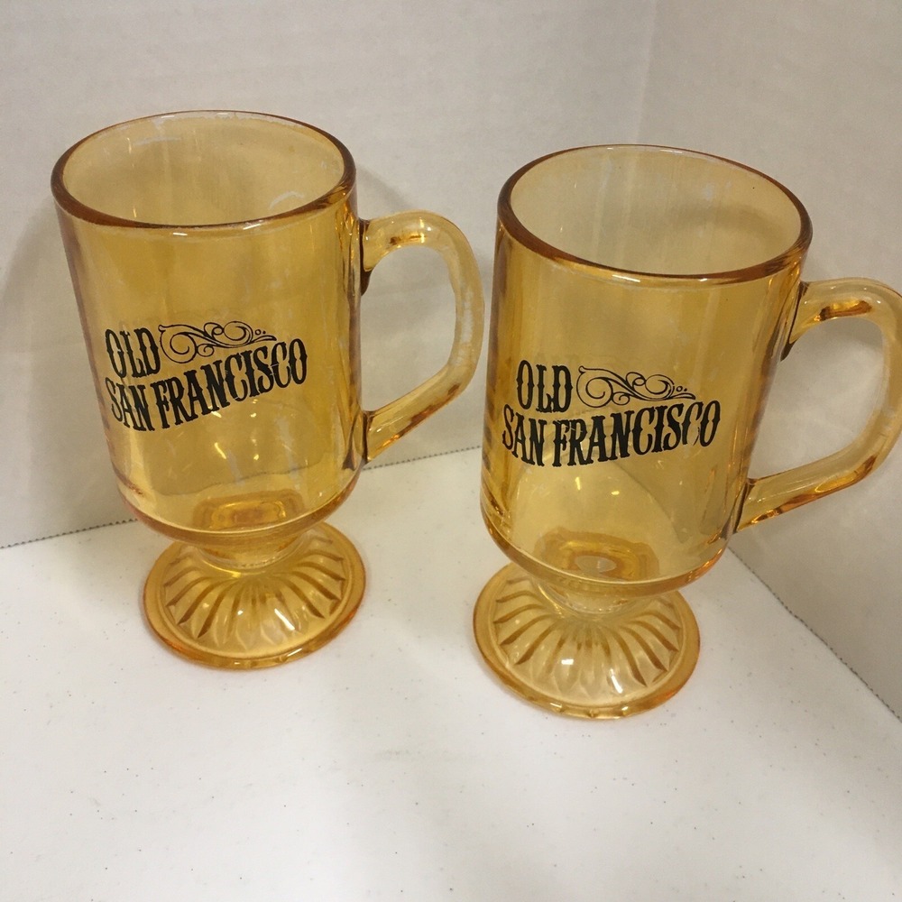 Vintage Old San Francisco Iridescent Glass Mugs for Decorative Purposes Only